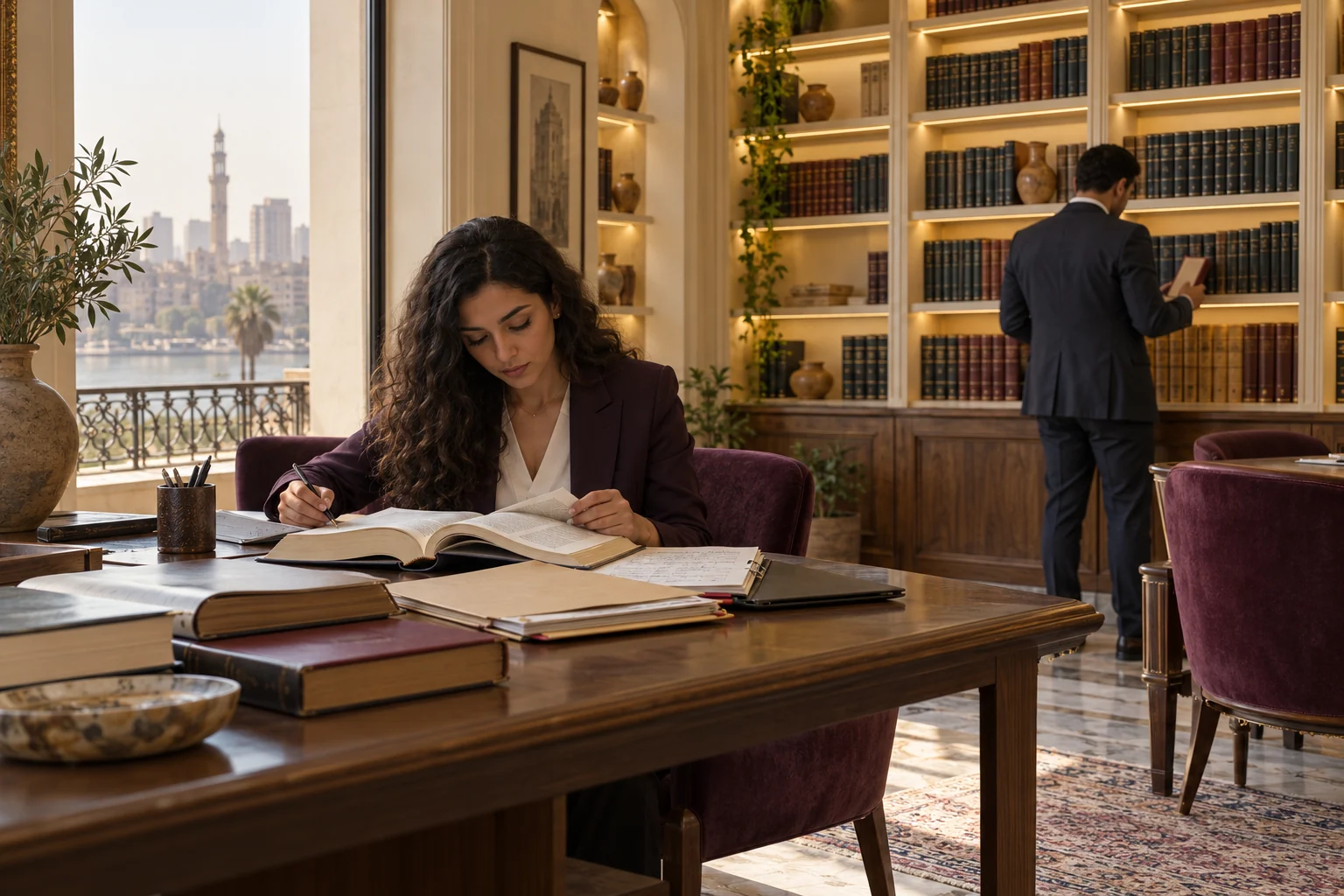 مكتبة العمل والمعرفة داخل مكتب مدار في القاهرة