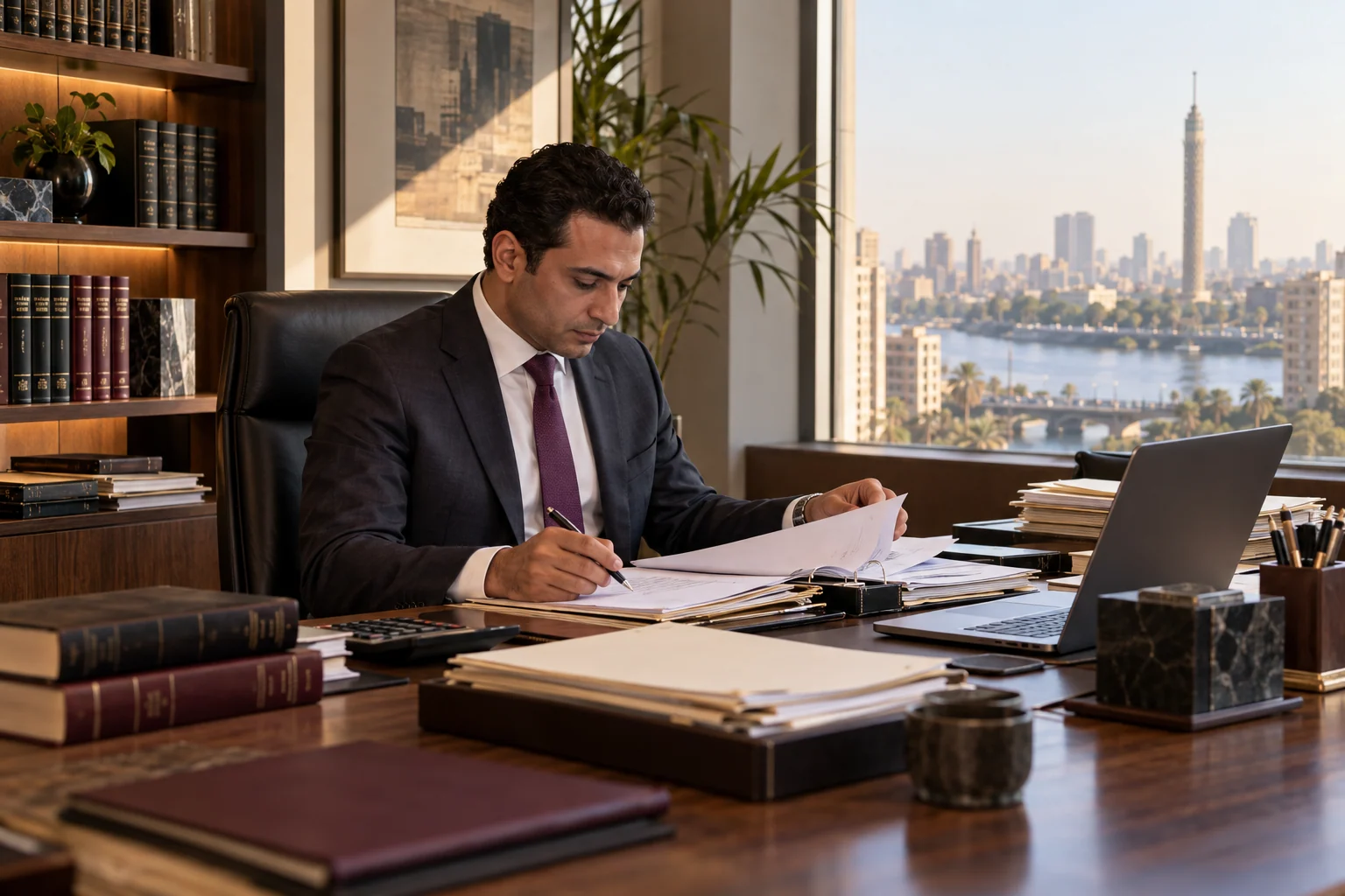 مكتب محامي تمويل وضرائب بمراجع وملفات منظمة