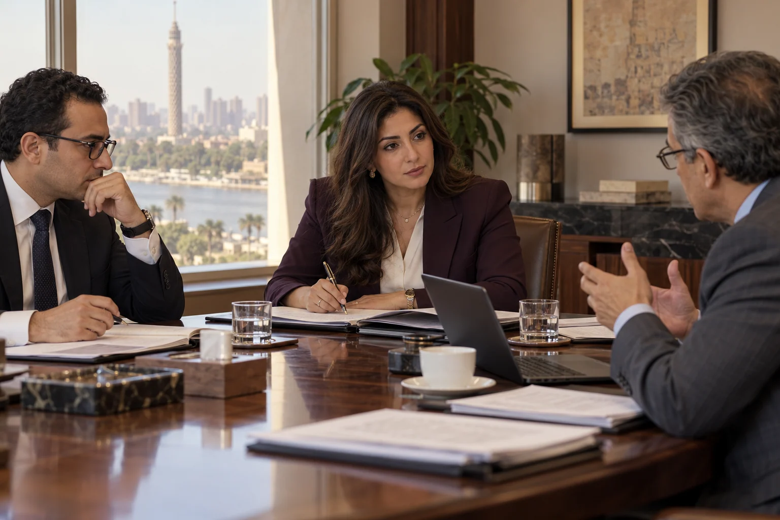 اجتماع تحكيم يضم محامين وخبيرًا فنيًا مصريًا