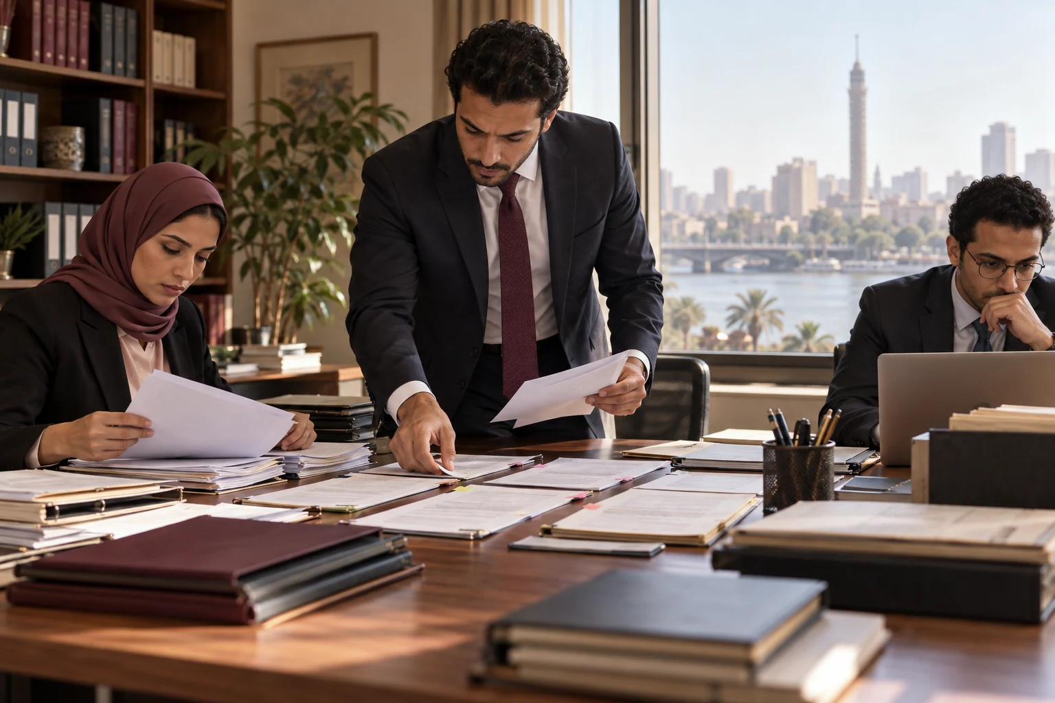 محامٍ مصري يرتب العقود والمراسلات لبناء ملف دليل تجاري